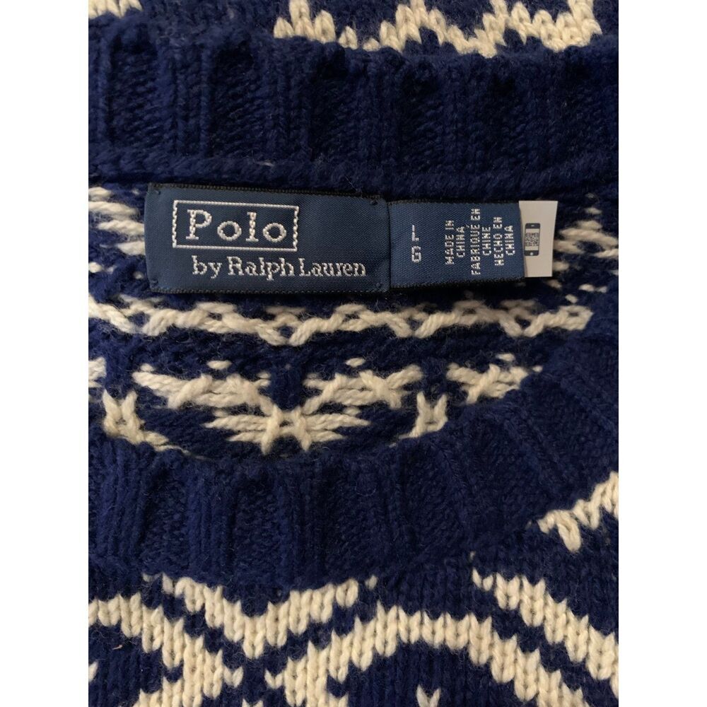 Polo Ralph Lauren Snowflake Wool Blend Crewneck Holiday NWOT Sweater Women L - Picture 4 of 6